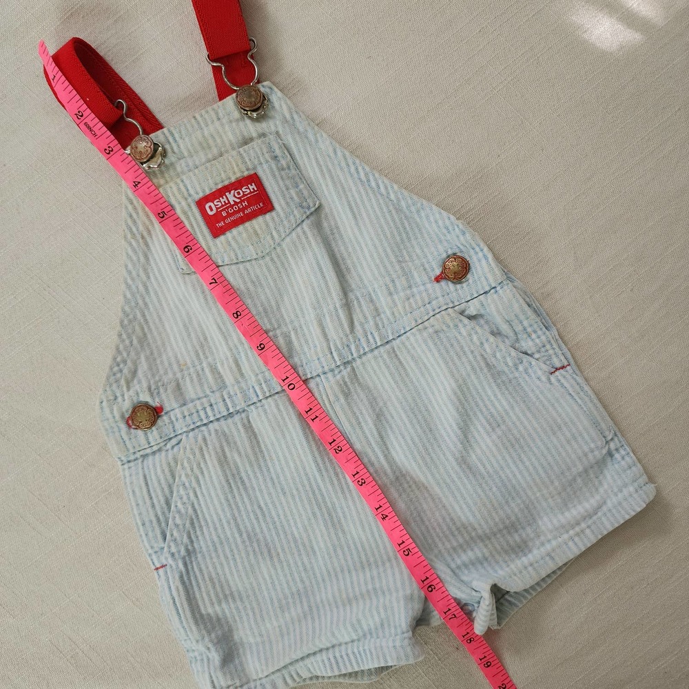 Vintage Oshkosh Light Wash Striped Shortalls 24 months - Picture 5 of 10
